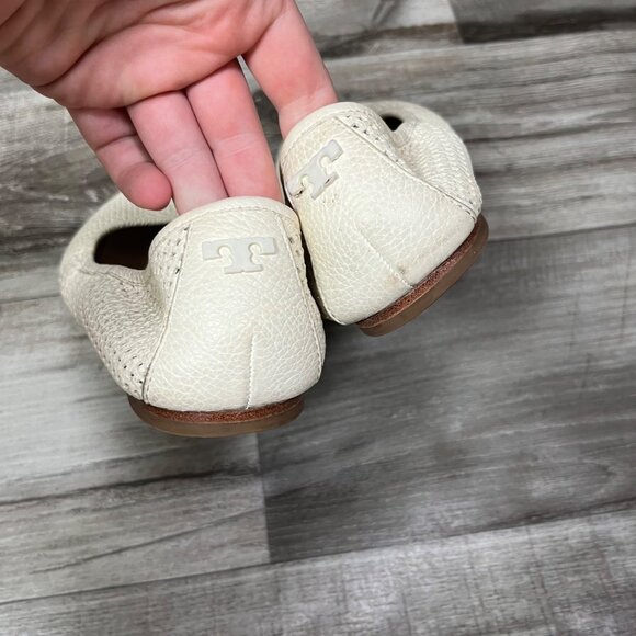 Tory Burch Whitaker Perforated Leather Ballet Flats Cream Women’s Size 6 - Picture 5 of 8